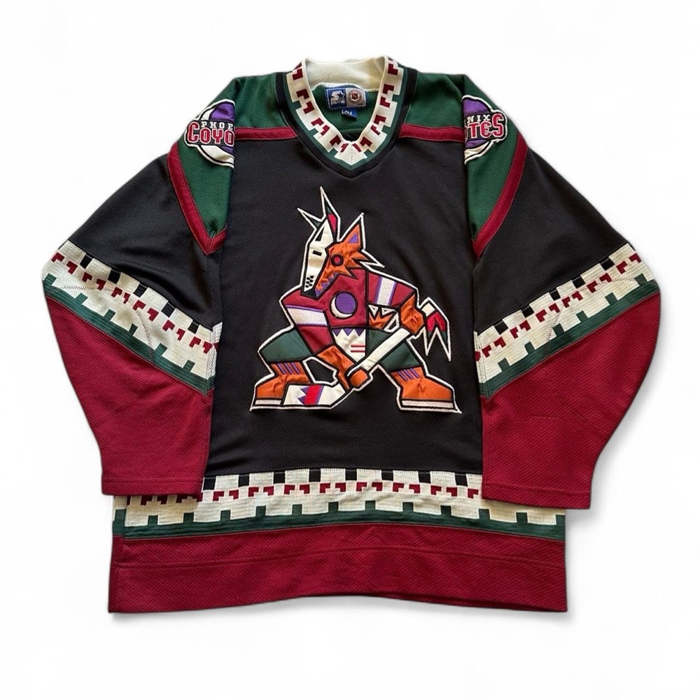 Phoenix Coyotes Vintage 1990s Black & Burgundy Hockey Jersey men’s medium